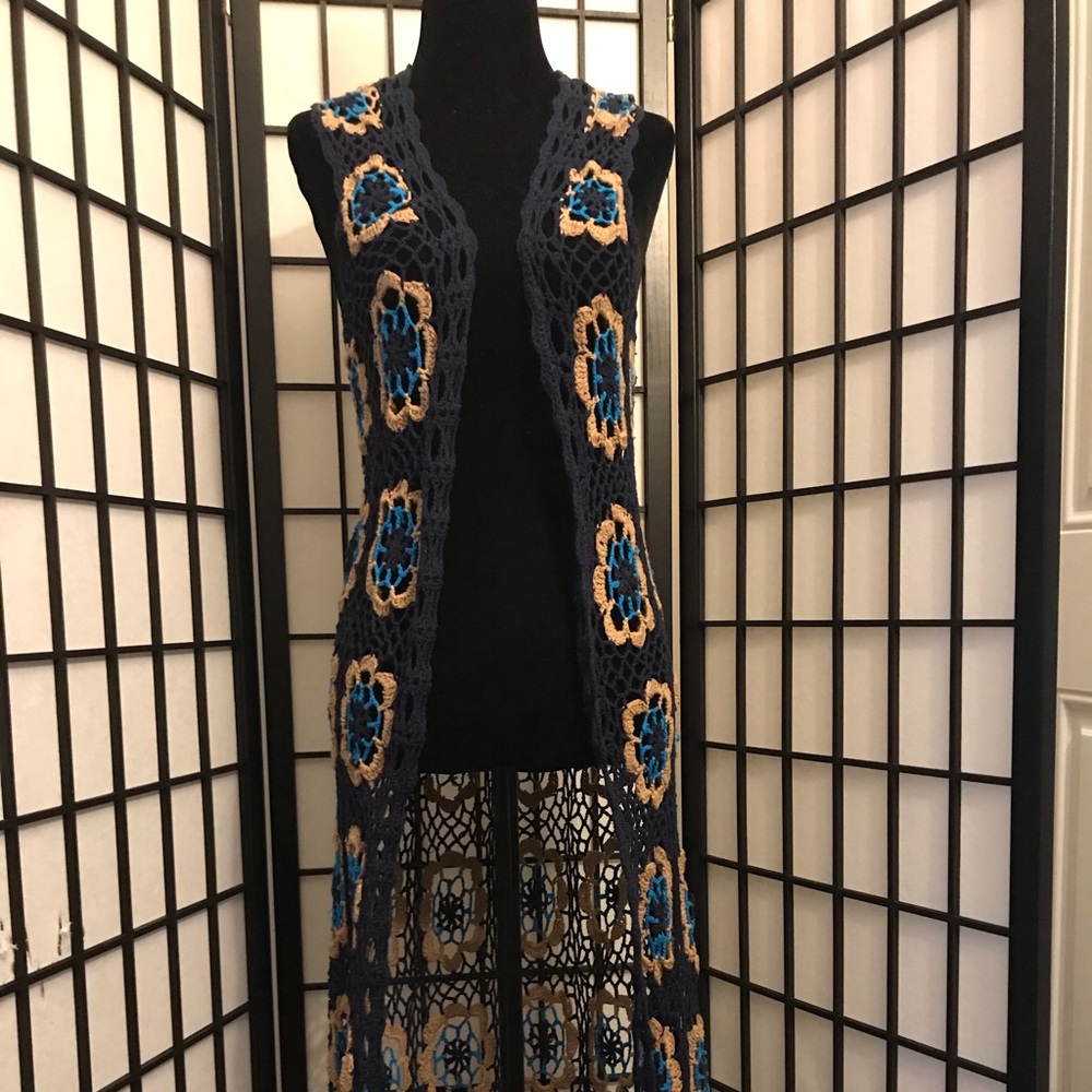 Crochet long vest